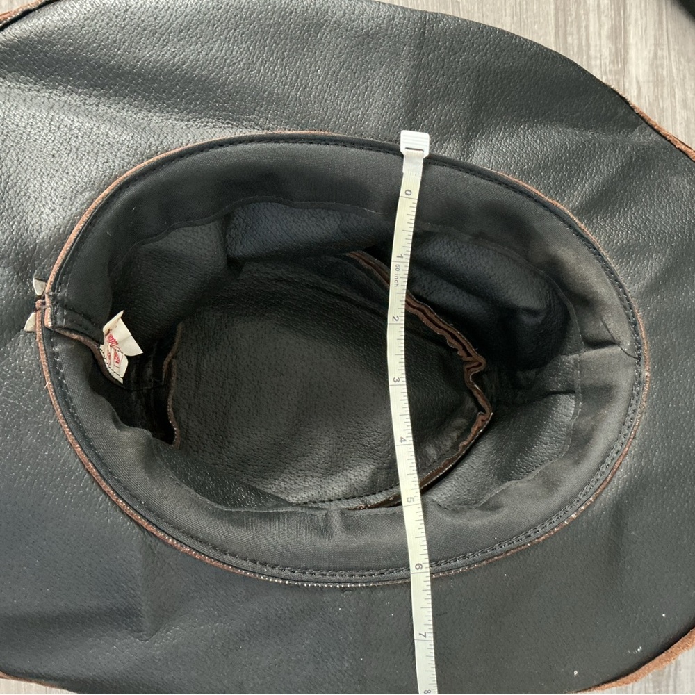 Dark Brown Rodeo Distressed Braided Vintage Leather Cowboy Hat - Picture 8 of 9